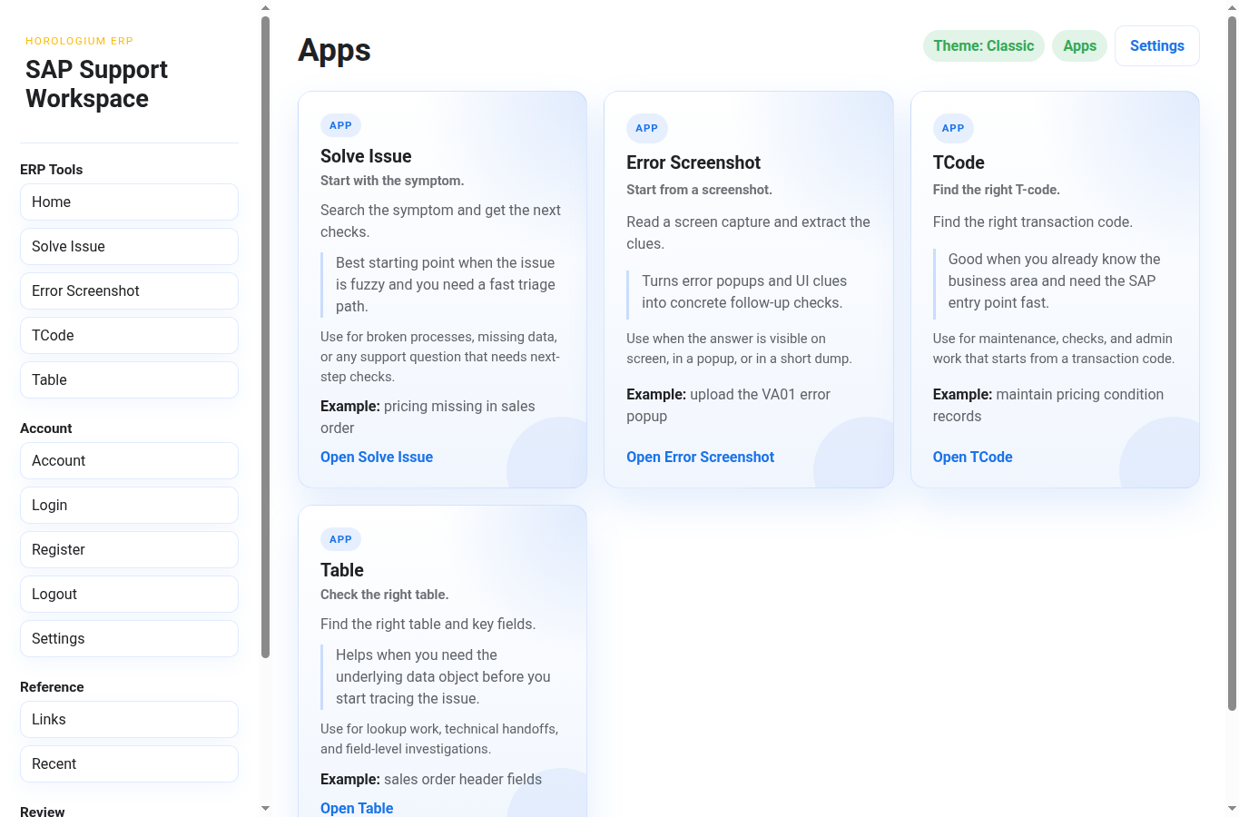Horologium SAP Mentor app preview